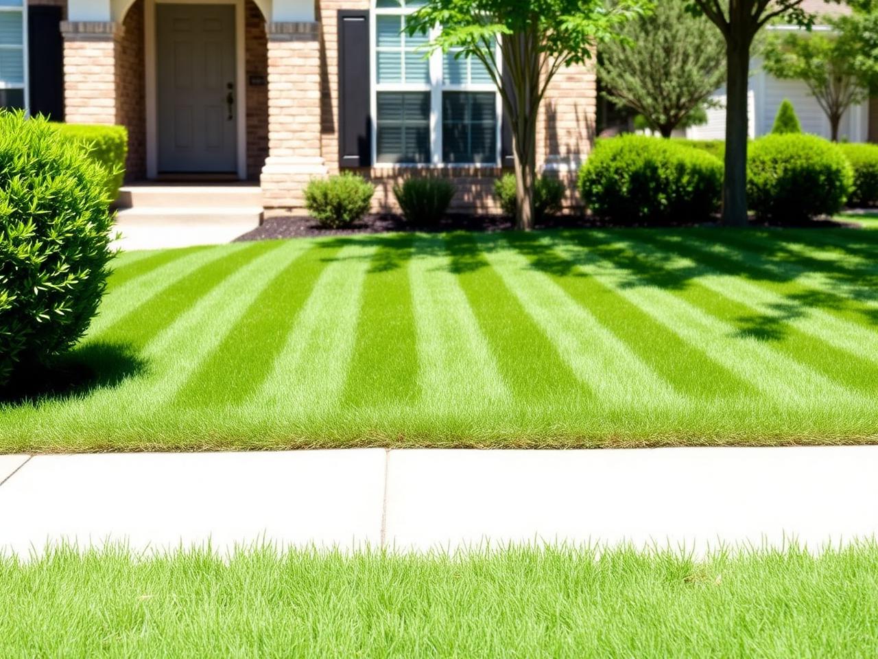 Freshly mowed lawn with crisp edges